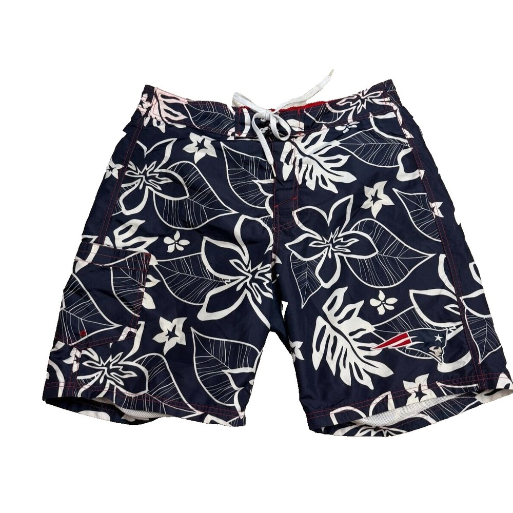 NFL New England Patriots Mens Navy Floral Tropical Board Shorts Swim 36x9